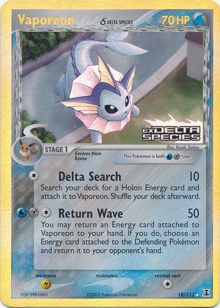 Vaporeon (18/113) (Delta Species) (Stamped) [EX: Delta Species] | Game Haven TX