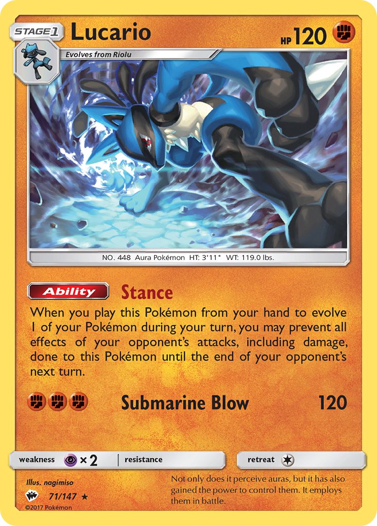 Lucario (71/147) (Theme Deck Exclusive) [Sun & Moon: Burning Shadows] | Game Haven TX