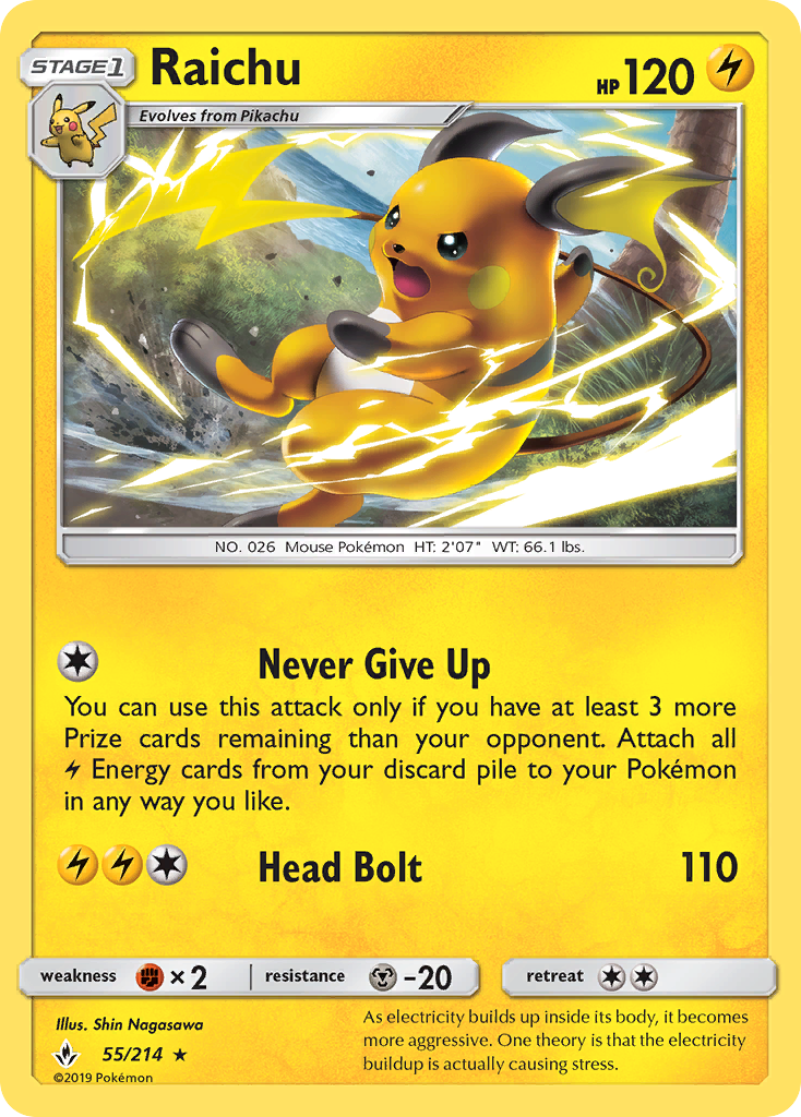 Raichu (55/214) [Sun & Moon: Unbroken Bonds] | Game Haven TX
