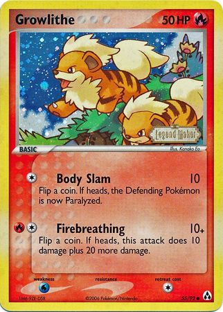 Growlithe (55/92) (Stamped) [EX: Legend Maker] | Game Haven TX