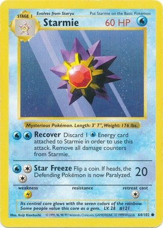 Starmie (64/102) [Base Set Shadowless Unlimited] | Game Haven TX