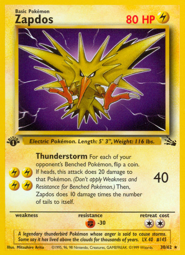 Zapdos (30/62) [Fossil 1st Edition] | Game Haven TX