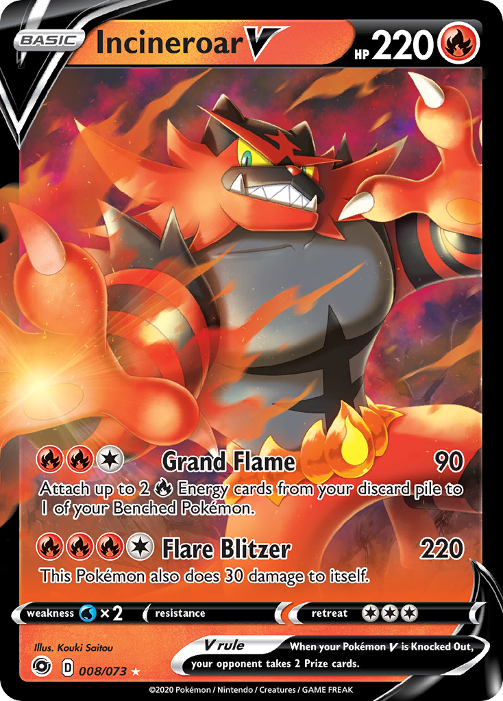 Incineroar V (008/073) [Sword & Shield: Champion's Path] | Game Haven TX
