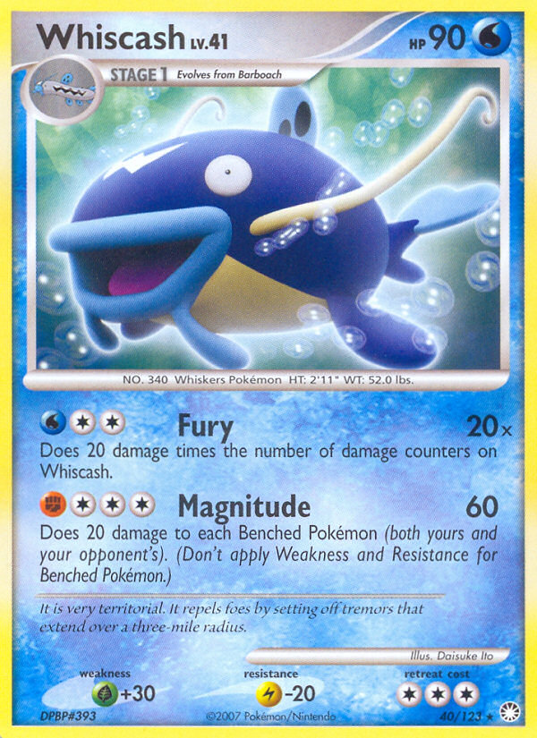 Whiscash (40/123) [Diamond & Pearl: Mysterious Treasures] | Game Haven TX
