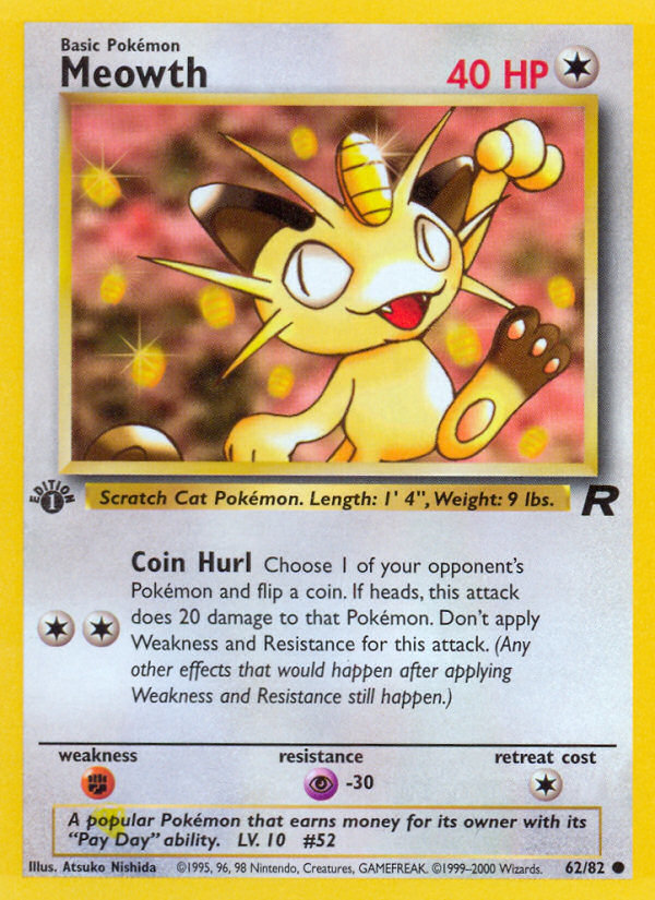 Meowth (62/82) [Team Rocket 1st Edition] | Game Haven TX