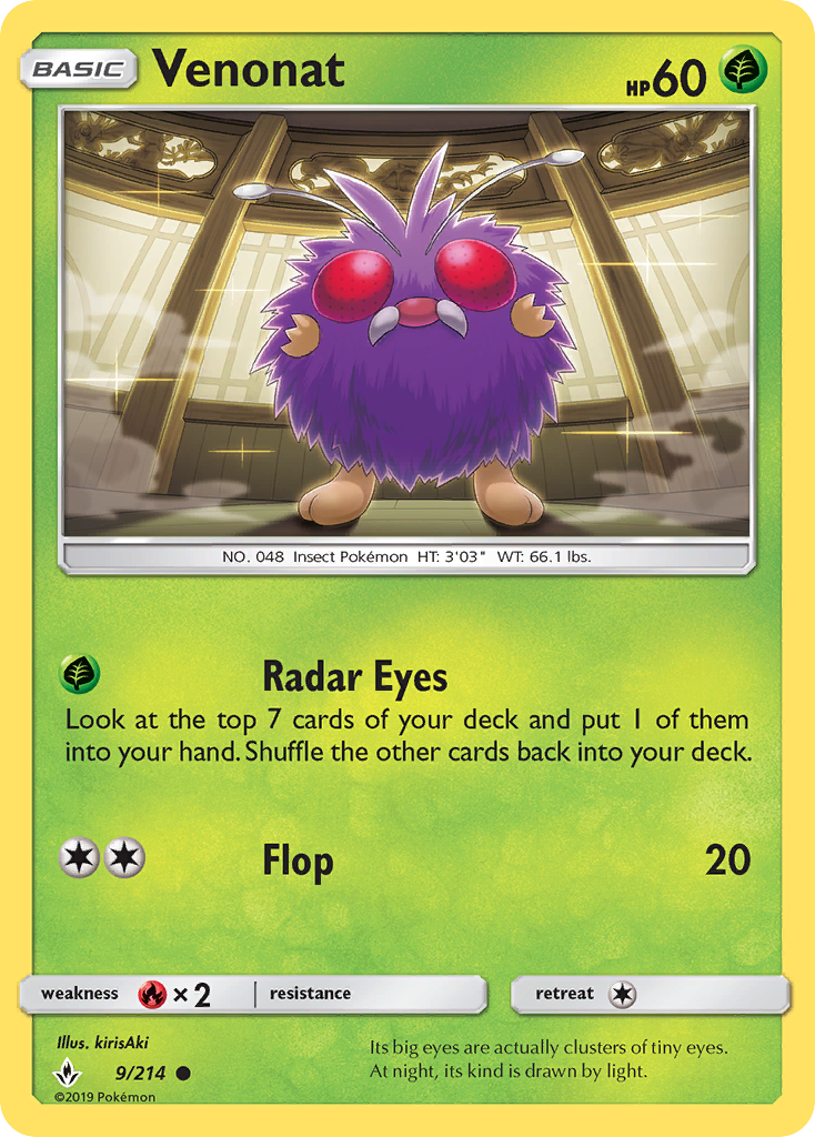 Venonat (9/214) [Sun & Moon: Unbroken Bonds] | Game Haven TX