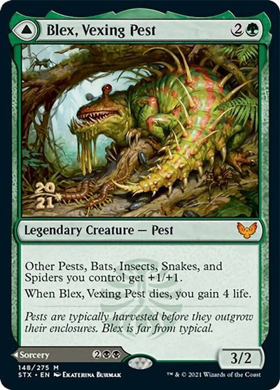 Blex, Vexing Pest // Search for Blex (Prerelease) [Strixhaven: School of Mages Prerelease Promos] | Game Haven TX