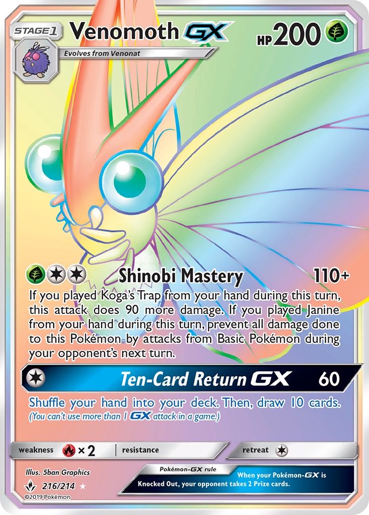 Venomoth GX (216/214) [Sun & Moon: Unbroken Bonds] | Game Haven TX