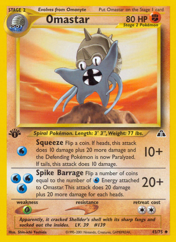Omastar (43/75) [Neo Discovery 1st Edition] | Game Haven TX
