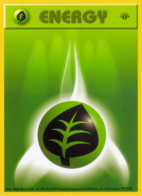 Grass Energy (99/102) (Shadowless) [Base Set 1st Edition] | Game Haven TX