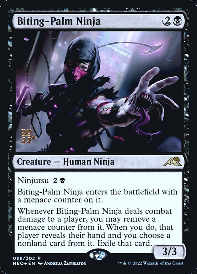 Biting-Palm Ninja [Kamigawa: Neon Dynasty Prerelease Promos] | Game Haven TX