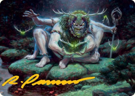Myojin of Towering Might Art Card (Gold-Stamped Signature) [Kamigawa: Neon Dynasty Art Series] | Game Haven TX