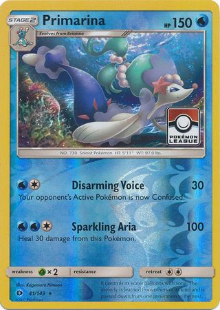 Primarina (41/149) (League Promo) [Sun & Moon: Base Set] | Game Haven TX