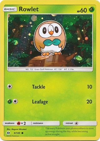 Rowlet (9/149) (Cosmos Holo) [Sun & Moon: Base Set] | Game Haven TX