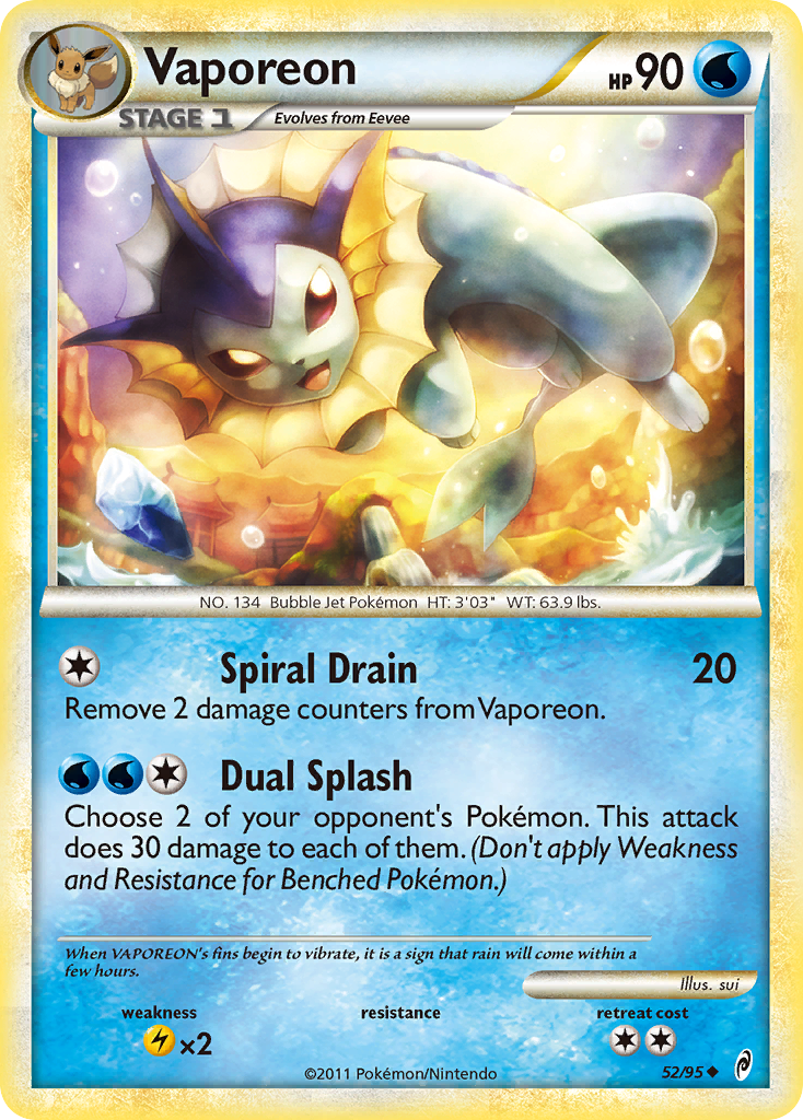 Vaporeon (52/95) [HeartGold & SoulSilver: Call of Legends] | Game Haven TX