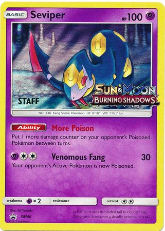 Seviper (SM46) (Staff Prerelease Promo) [Sun & Moon: Black Star Promos] | Game Haven TX