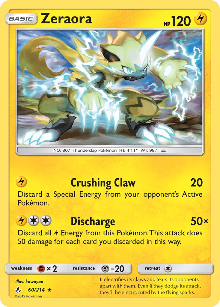 Zeraora (60/214) (Cracked Ice Holo) (Theme Deck Exclusive) [Sun & Moon: Unbroken Bonds] | Game Haven TX