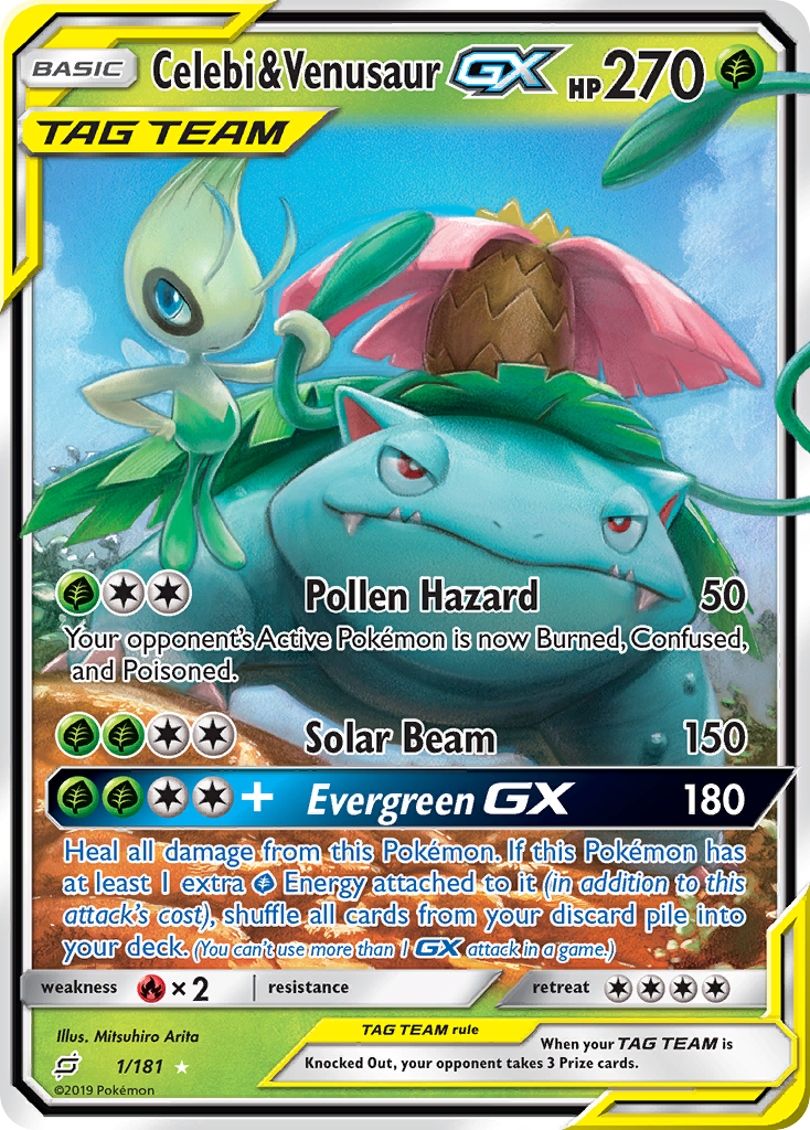 Celebi & Venusaur GX (1/181) [Sun & Moon: Team Up] | Game Haven TX
