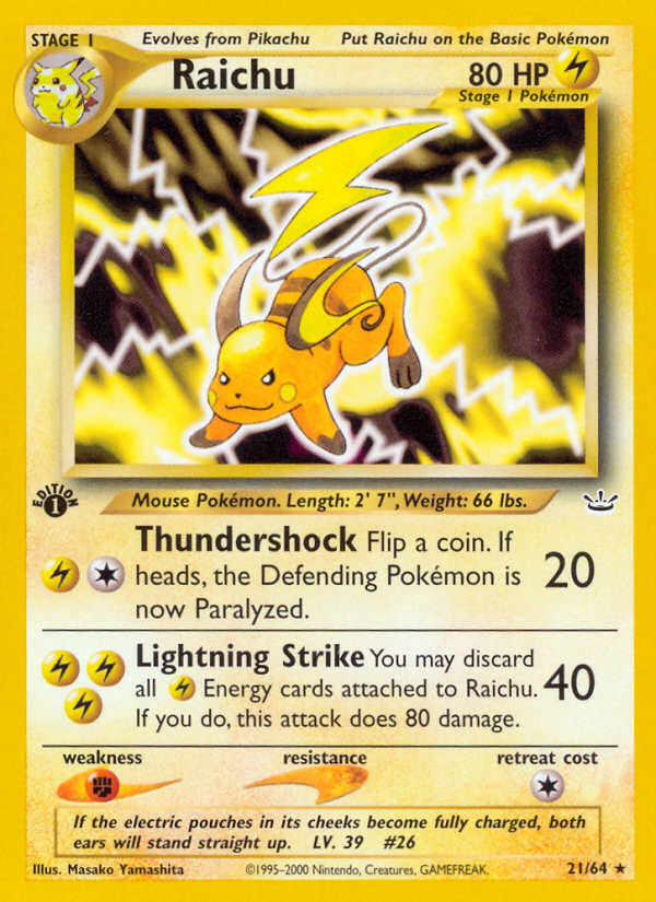 Raichu (21/64) [Neo Revelation 1st Edition] | Game Haven TX