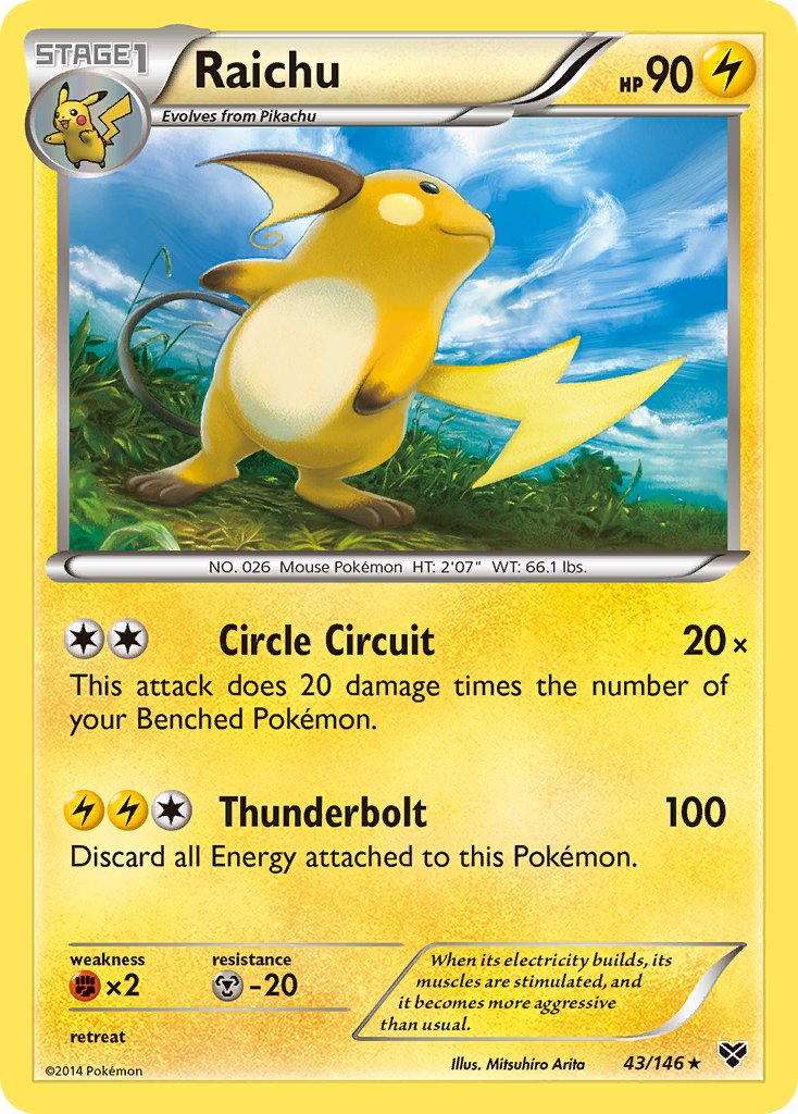 Raichu (43/146) (Battle Arena Deck Exclusive) (Theme Deck Exclusive) [XY: Base Set] | Game Haven TX