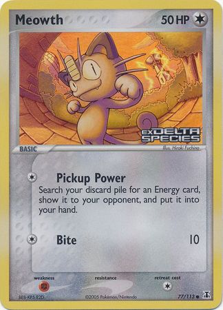 Meowth (77/113) (Stamped) [EX: Delta Species] | Game Haven TX