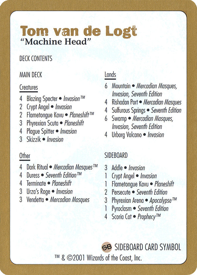 Tom van de Logt Decklist [World Championship Decks 2001] | Game Haven TX