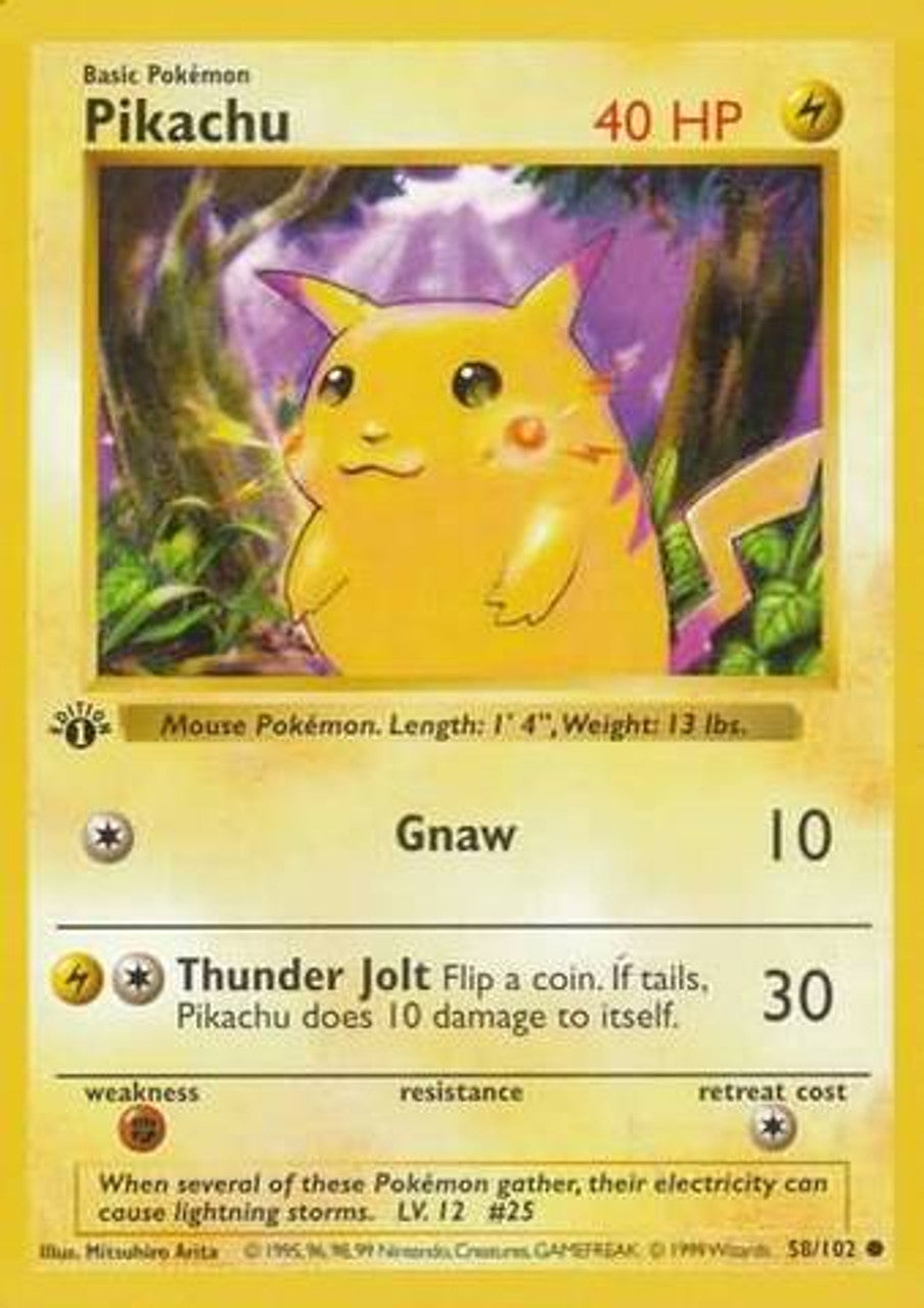 Pikachu (58/102) (Red Cheeks Misprint) [Base Set 1st Edition] | Game Haven TX