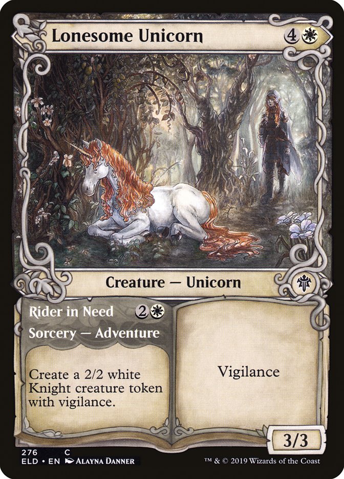 Lonesome Unicorn // Rider in Need (Showcase) [Throne of Eldraine] | Game Haven TX