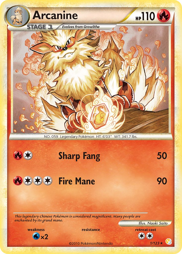 Arcanine (1/123) (Theme Deck Exclusive) [HeartGold & SoulSilver: Base Set] | Game Haven TX