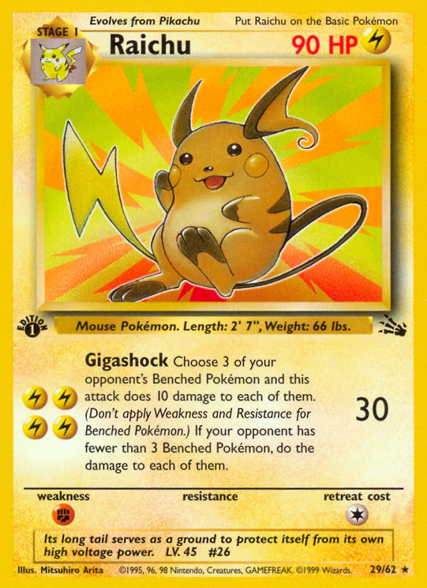 Raichu (29/62) [Fossil 1st Edition] | Game Haven TX