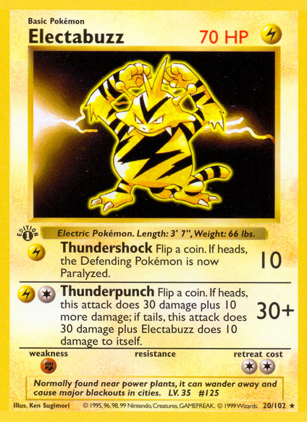 Electabuzz (20/102) (Shadowless) [Base Set 1st Edition] | Game Haven TX