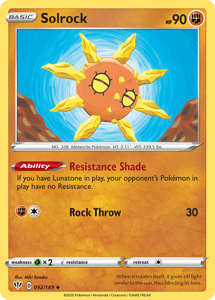 Solrock (092/189) [Sword & Shield: Darkness Ablaze] | Game Haven TX