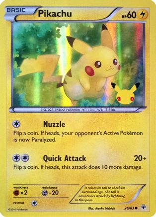 Pikachu (26/83) (20th Anniversary) [XY: Generations] | Game Haven TX