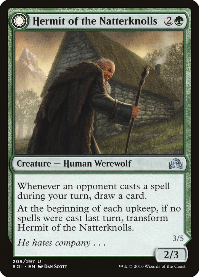 Hermit of the Natterknolls // Lone Wolf of the Natterknolls [Shadows over Innistrad] | Game Haven TX