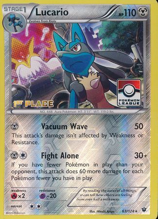 Lucario (63/124) (League Promo 1st Place) [XY: Fates Collide] | Game Haven TX