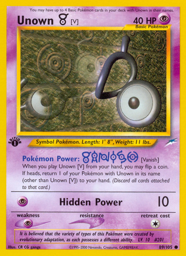 Unown [V] (89/105) [Neo Destiny 1st Edition] | Game Haven TX