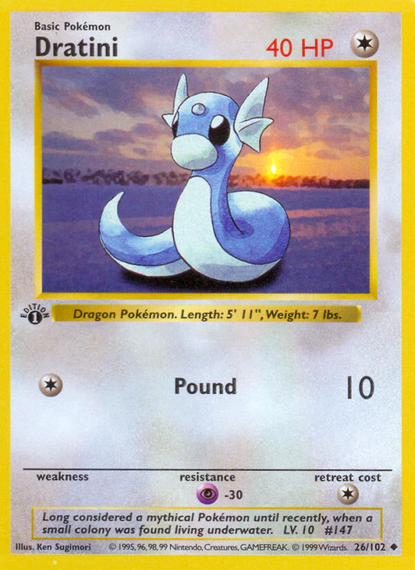 Dratini (26/102) (Shadowless) [Base Set 1st Edition] | Game Haven TX
