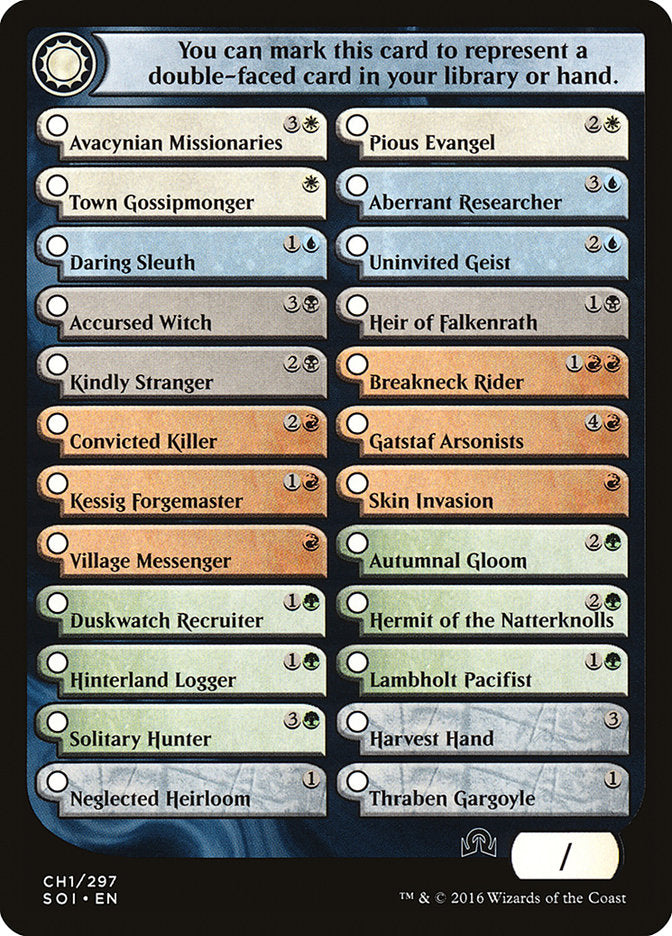 Checklist Card - (CH1) Shadows over Innistrad [Shadows over Innistrad Tokens] | Game Haven TX