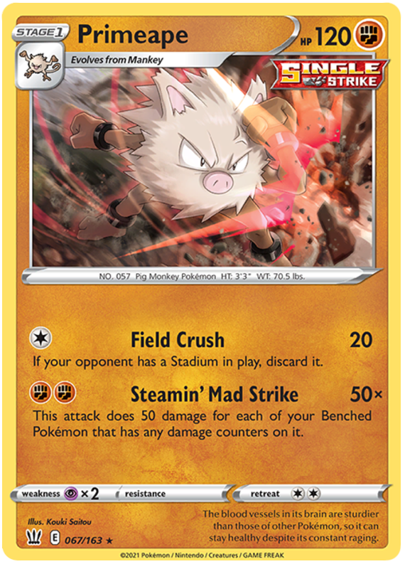 Primeape (067/163) [Sword & Shield: Battle Styles] | Game Haven TX