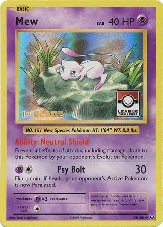 Mew (53/108) (League Promo 1st Place) [XY: Evolutions] | Game Haven TX