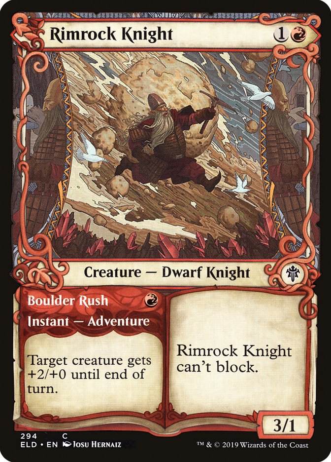Rimrock Knight // Boulder Rush (Showcase) [Throne of Eldraine] | Game Haven TX
