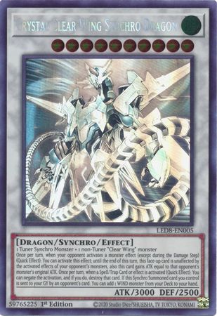 Crystal Clear Wing Synchro Dragon [LED8-EN005] Ghost Rare | Game Haven TX