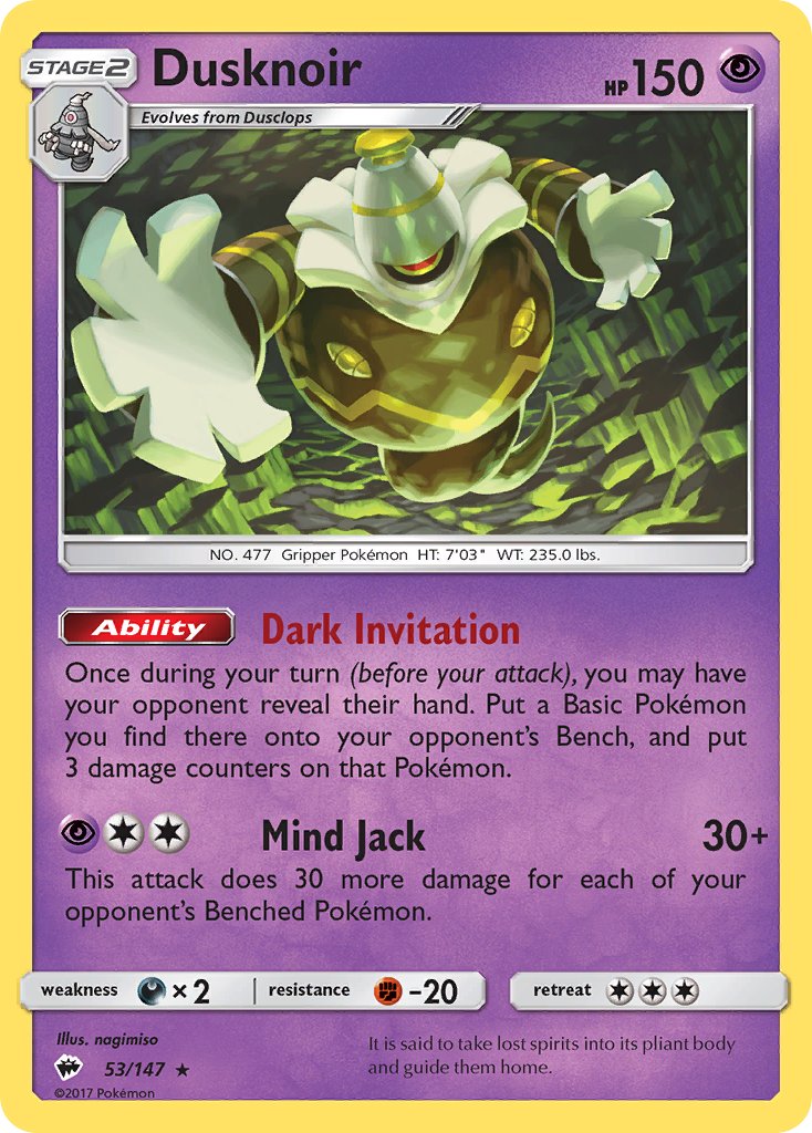 Dusknoir (53/147) (Theme Deck Exclusive) [Sun & Moon: Burning Shadows] | Game Haven TX
