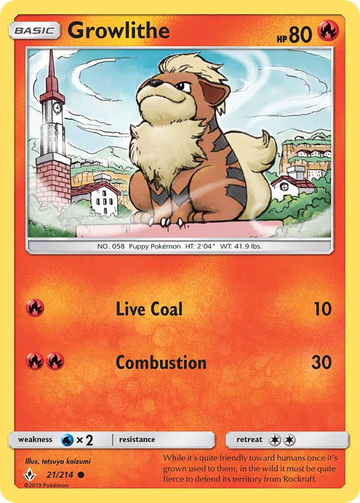 Growlithe (21/214) [Sun & Moon: Unbroken Bonds] | Game Haven TX