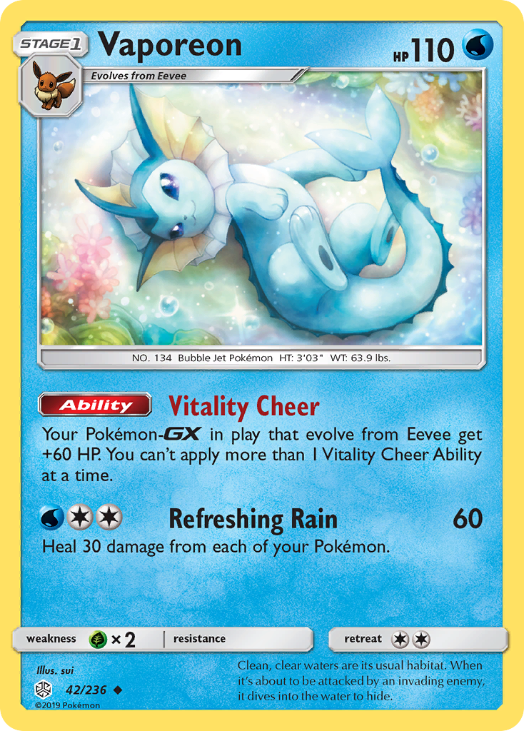 Vaporeon (42/236) [Sun & Moon: Cosmic Eclipse] | Game Haven TX