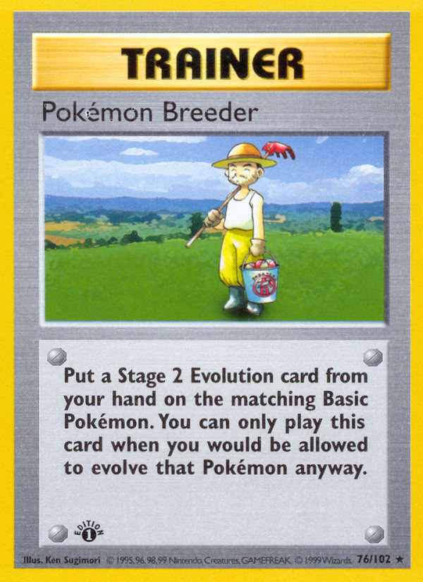Pokemon Breeder (76/102) (Shadowless) [Base Set 1st Edition] | Game Haven TX