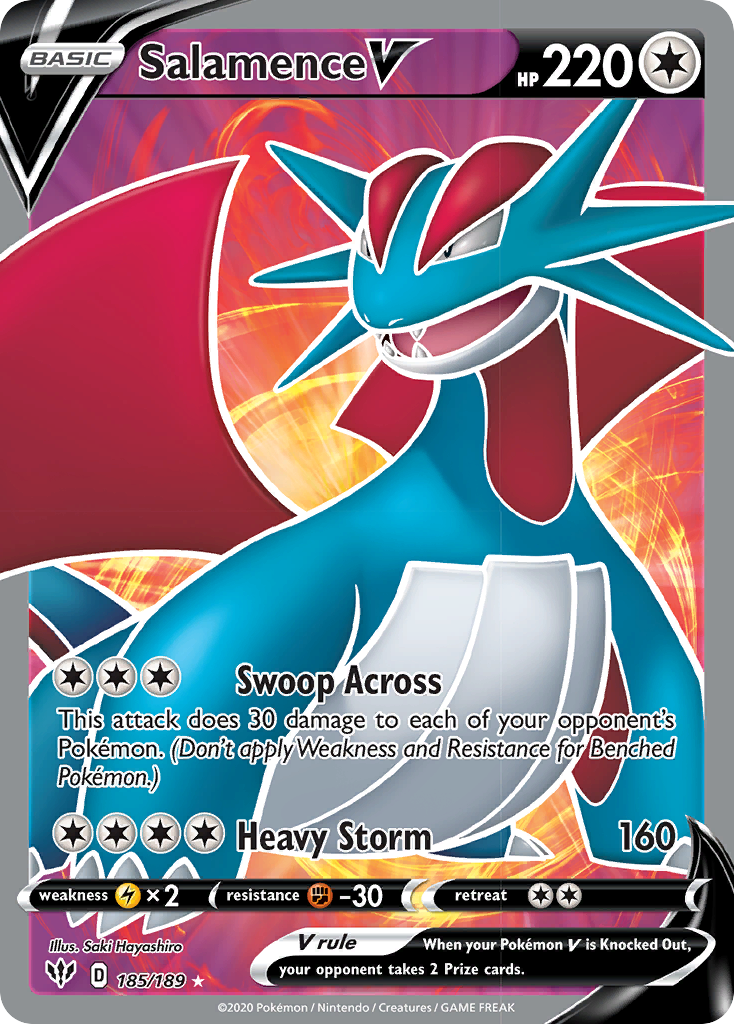 Salamence V (185/189) [Sword & Shield: Darkness Ablaze] | Game Haven TX