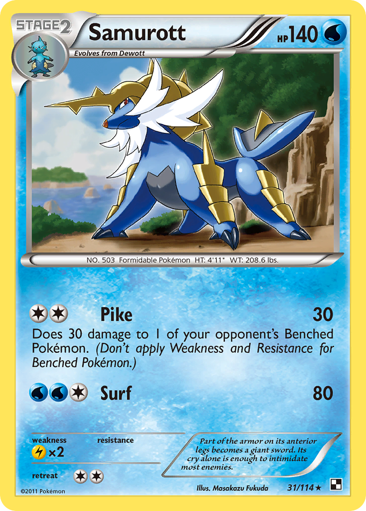 Samurott (31/114) [Black & White: Base Set] | Game Haven TX