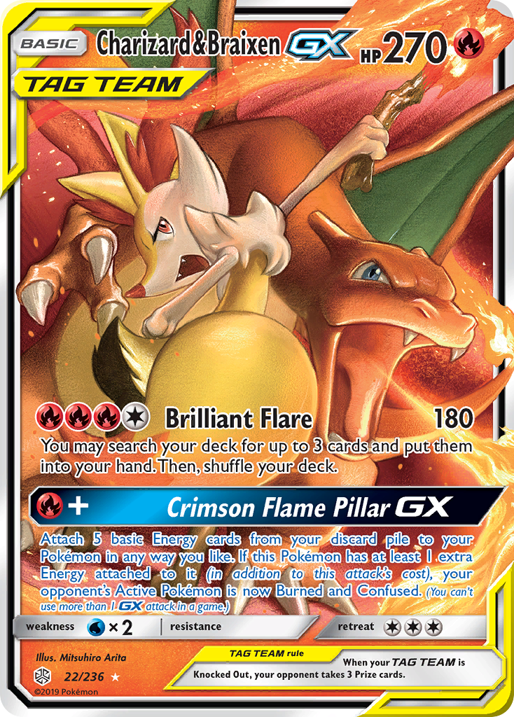 Charizard & Braixen GX (22/236) [Sun & Moon: Cosmic Eclipse] | Game Haven TX
