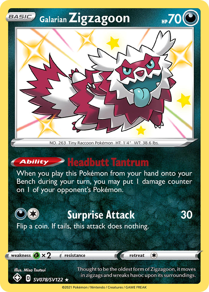 Galarian Zigzagoon (SV078/SV122) [Sword & Shield: Shining Fates] | Game Haven TX